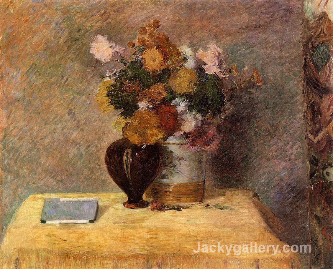 Flowers and Japanese Book by Paul Gauguin paintings reproduction